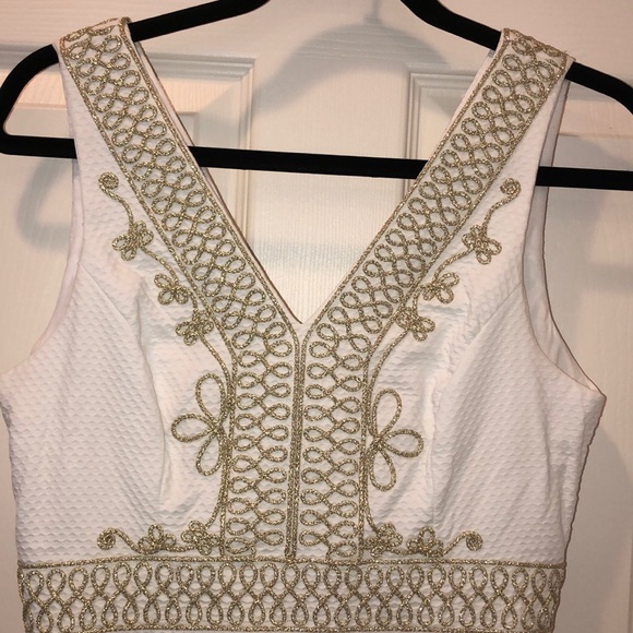 Lilly Pulitzer White & Gold Dress Size 2 - Picture 4 of 6